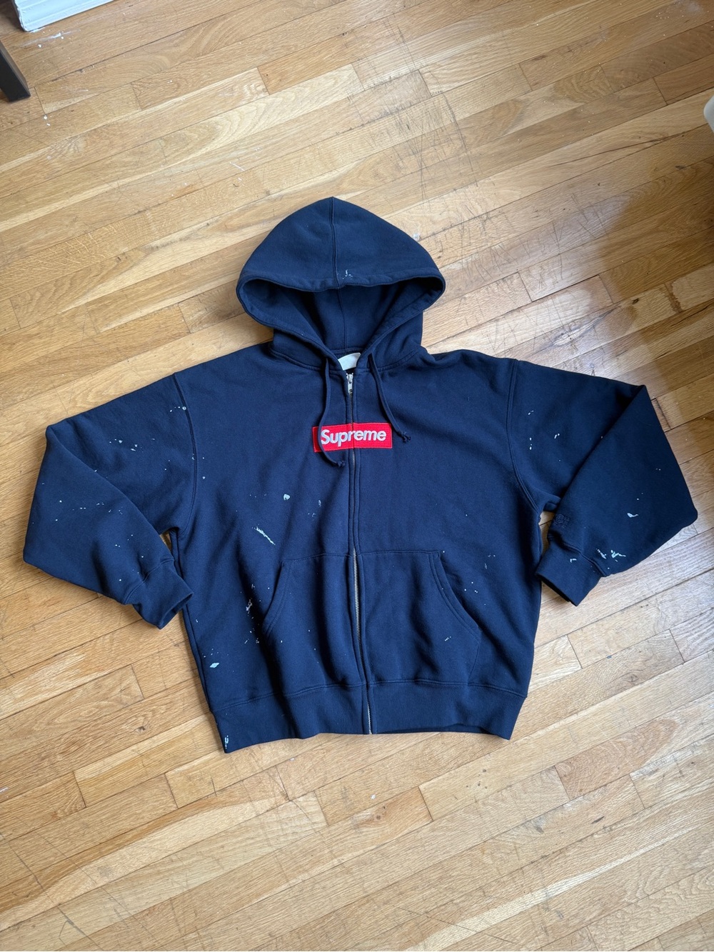 Supreme x MM6 Maison Margiela Box Logo Zip Hoodie Navy